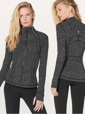 lululemon athletica Black and Gray Patterned Zip Jacket